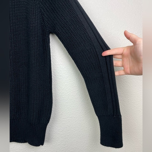 525 America Women's Small Nina 3/4 Zip Sweater Chunky Knit Turtleneck BLACK Pop - Picture 9 of 16